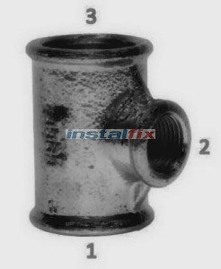 Trójnik nakrętny redukcyjny 1" x 1/2" x 1" (czarny)